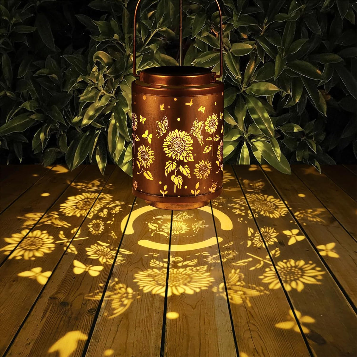 2 Pack Solar Outdoor Lanterns, Garden Decor LED Light Hanging Waterproof Solar Metal Lantern