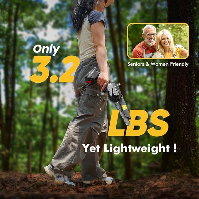 Mini Chainsaw Cordless 8 inch: Electric Chainsaw Battery Powered, Brushless Chain Saw with Auto