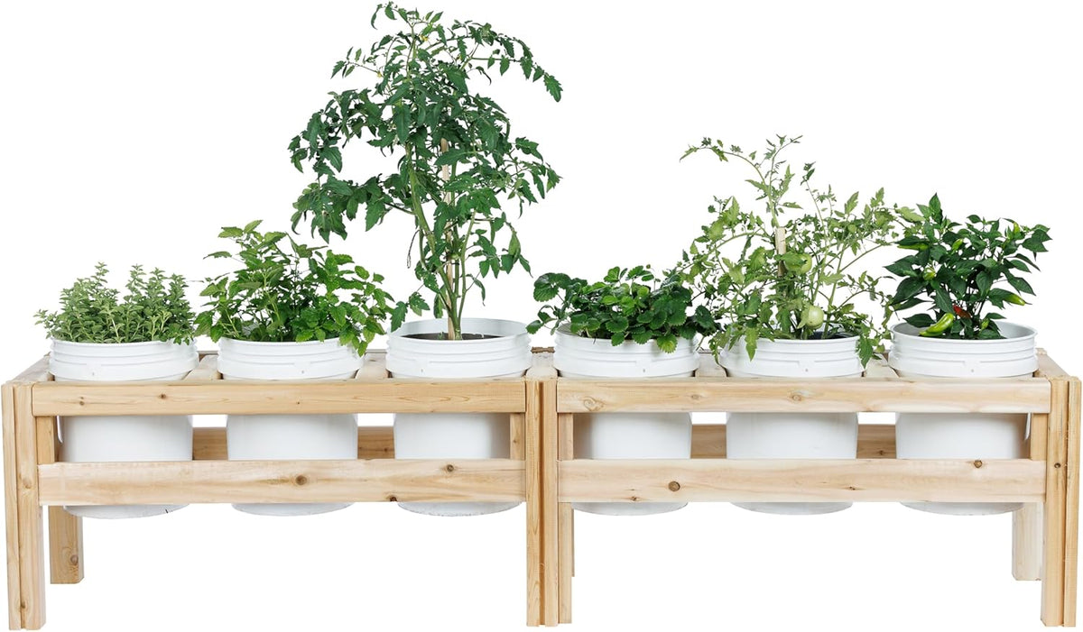 Greenes Fence Six Bucket Elevated Cedar Wood Garden Frame, 84 in. x 16 in. x 20 in. - Made in USA