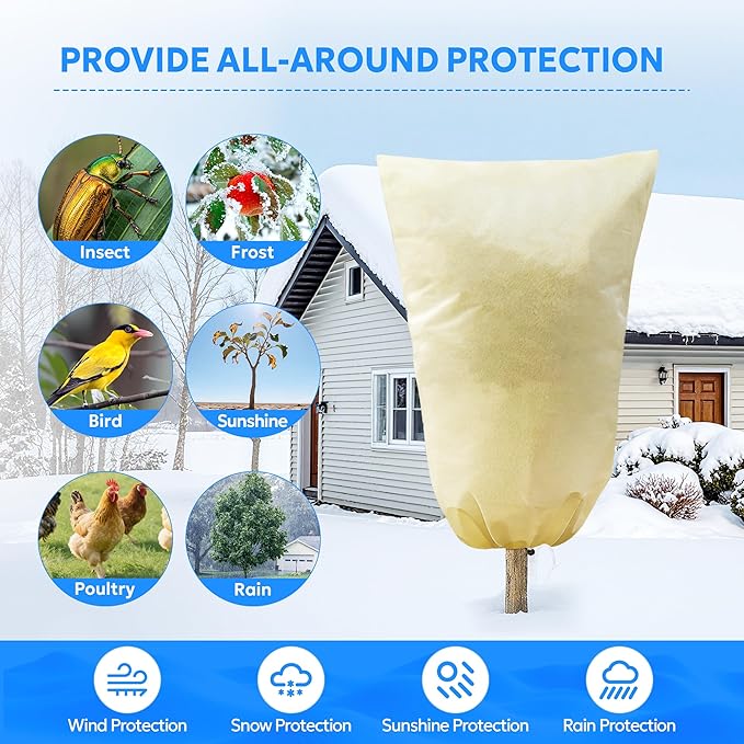 MIXC 2-Pack Plant Cover Tree Blanket Jacket Freeze Frost Protection Cloth for Potted Plants Fruit