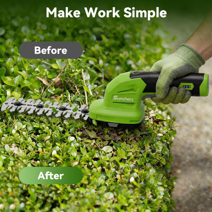 2 in 1 Hedge Trimmer Cordless, 7.2V Electric Grass Cutter Hedge Shears, Handheld Shrub Bush