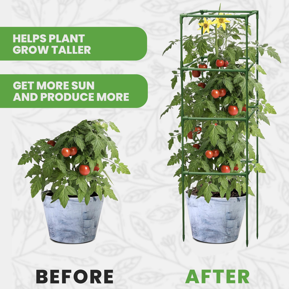 Tomato Cage Square - Large Trellis Stakes and Plant Support Structures for Vegetables and Climbing