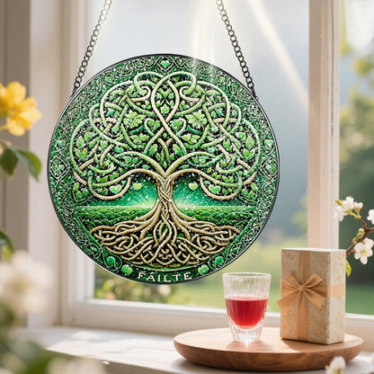 Stained Glass Window Hanging, Pauyadu Tree of Life Sun Catchers, Stained Glass Suncatcher, Tree of