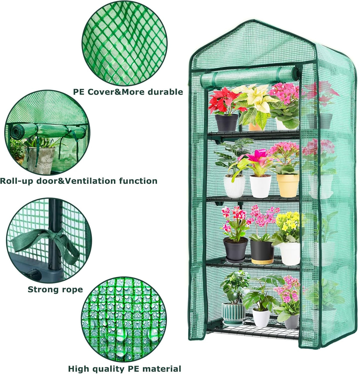 Mini Greenhouse for Indoor Outdoor,Plant Green House 4-Tier Rack Stand Portable Greenhouses with