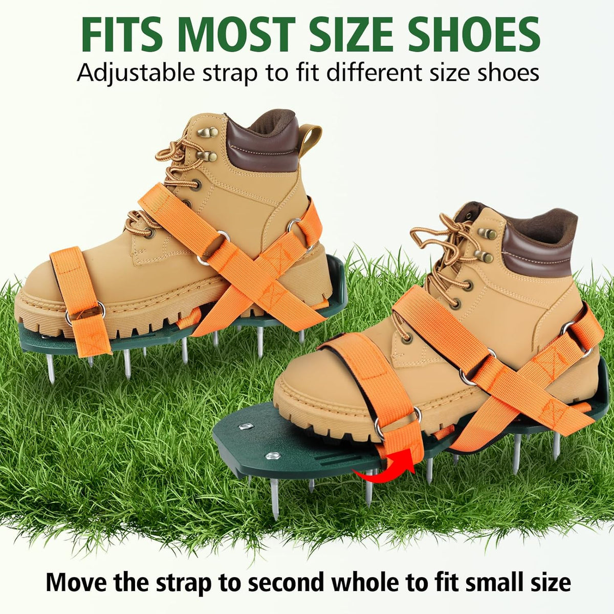 Lawn Aerator Shoes for Grass, Lawn Aeration Shoes with Adjustable Hook Loop Straps and Heavy Duty