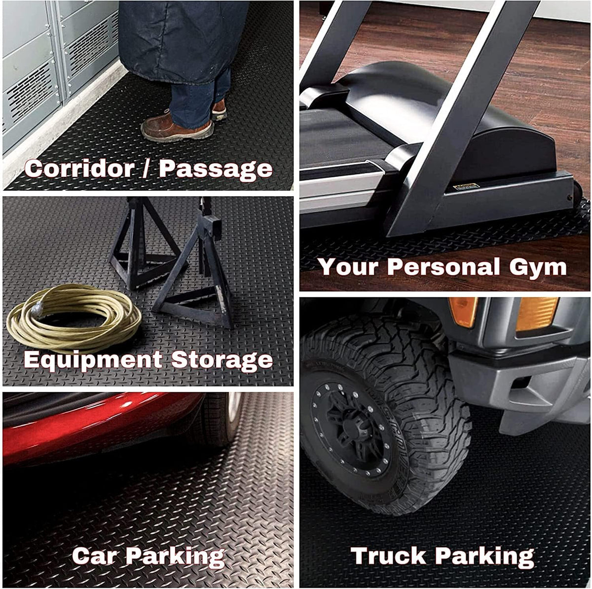 SEAL 6 x 15 Ft Premium Garage Floor Mat, Solid 2.8mm Thickened Black Commercial Grade Heavy Duty