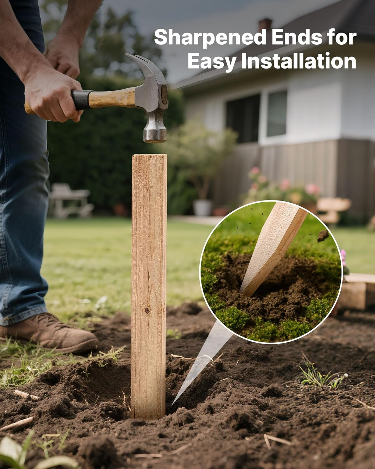 VEVOR Wooden Garden Stakes, 25 Pcs 36 x 0.5 x1.5 in Survey Grading Stakes, Garden Ground Stake with