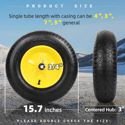 AR-PRO (2-PACK) 4.80/4.00-8" Tire and Wheel, 16" Pneumatic Tire Wheels with 3/4" Bearings and 3"