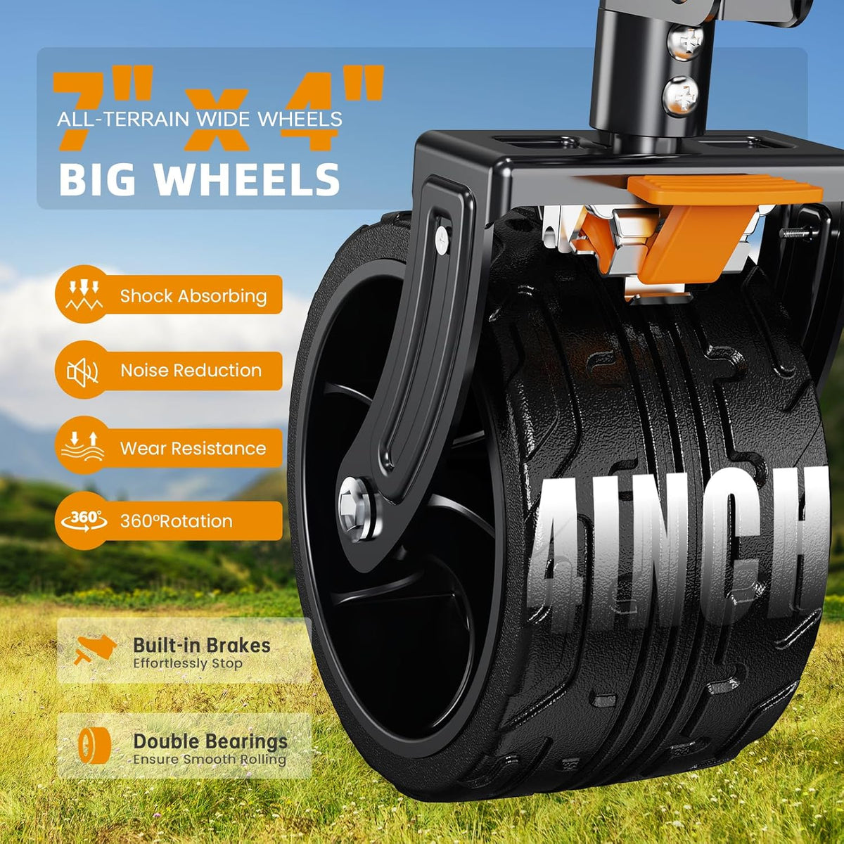 Foldable 50''L Extra Long Double Decker Wagon for Sport, 400L Collapsible Heavy Duty Wagon Cart
