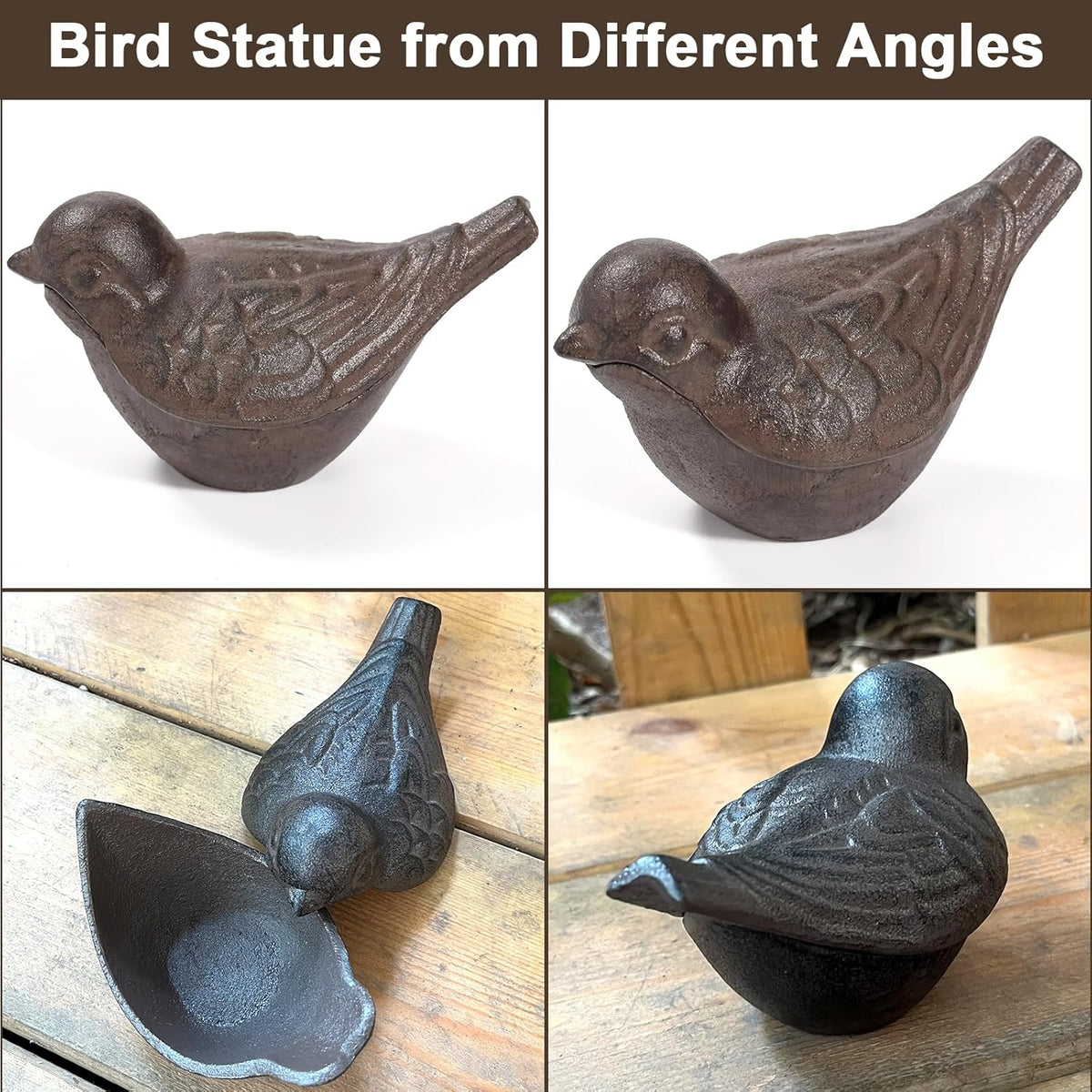 Cast Iron Bird Key Hider, Bird Statue and Keys Hiders Outside, Decorative Outdoor Hidden Keys