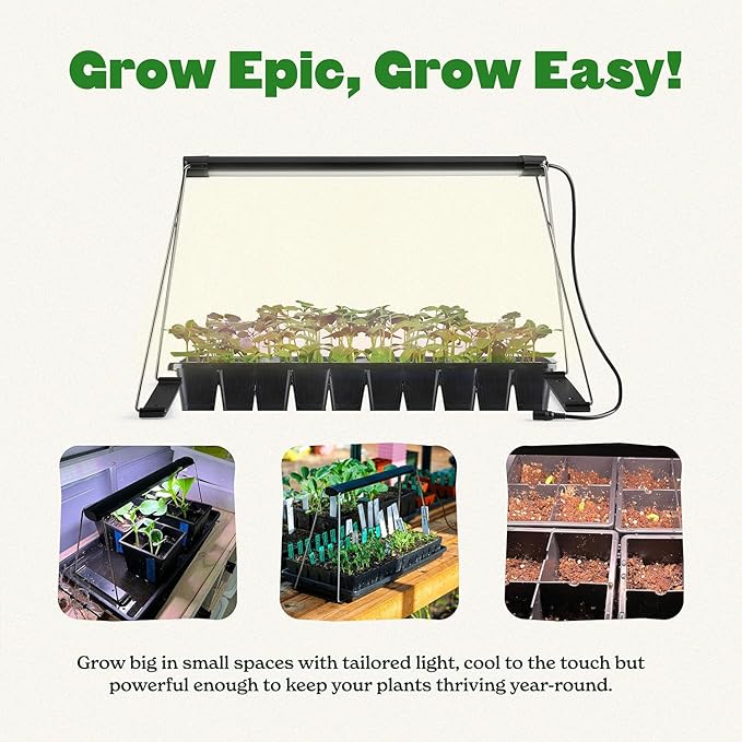 Epic Gardening Seed Starting Grow Light – Full-Spectrum LED with Adjustable Height for Indoor