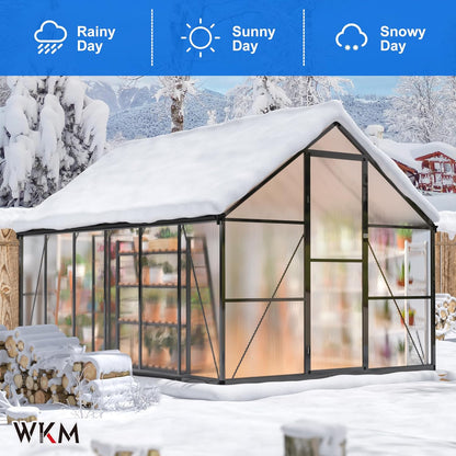WKM 8x12 FT Greenhouse for Outdoors, Quick-fit Structure Green House with Window for Ventilation