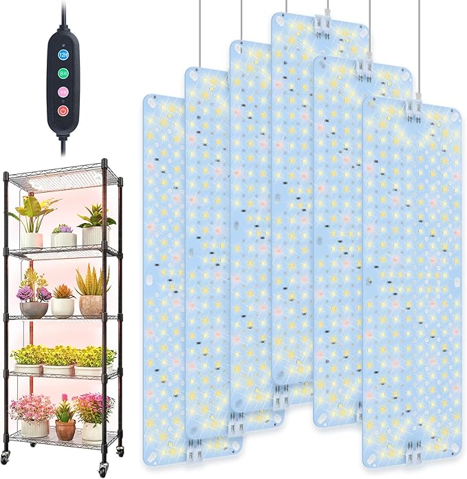 6Pack 2025 Ultra-Thin Panel Grow Lights for Seed Starting, Vegetables, Greenhouse & Under Cabinet &