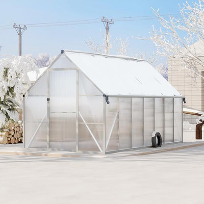 8'X14' Aluminum-Framed Polycarbonate Greenhouse, Heavy Duty Polycarbonate Greenhouse with Quick