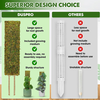 DUSPRO Flat Mesh Moss Poles for Climbing Plants Monstera Stackable Moss Pole for Plants with Real