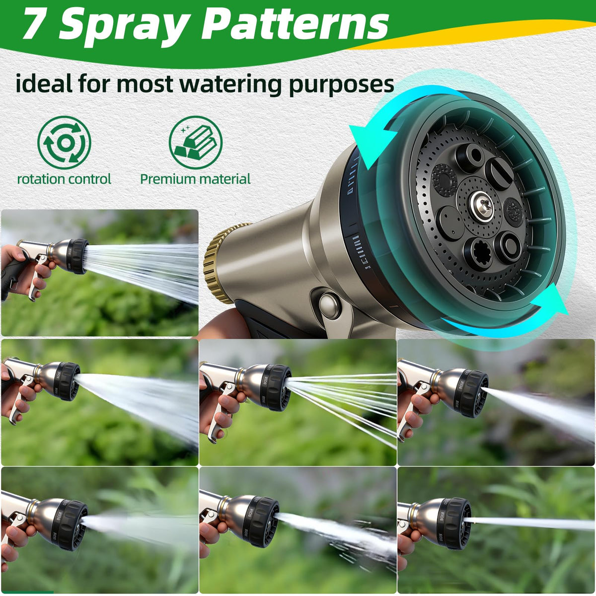 ARXIVE Metal Garden Hose Nozzle, Heavy Duty High Pressure Hand Sprayer