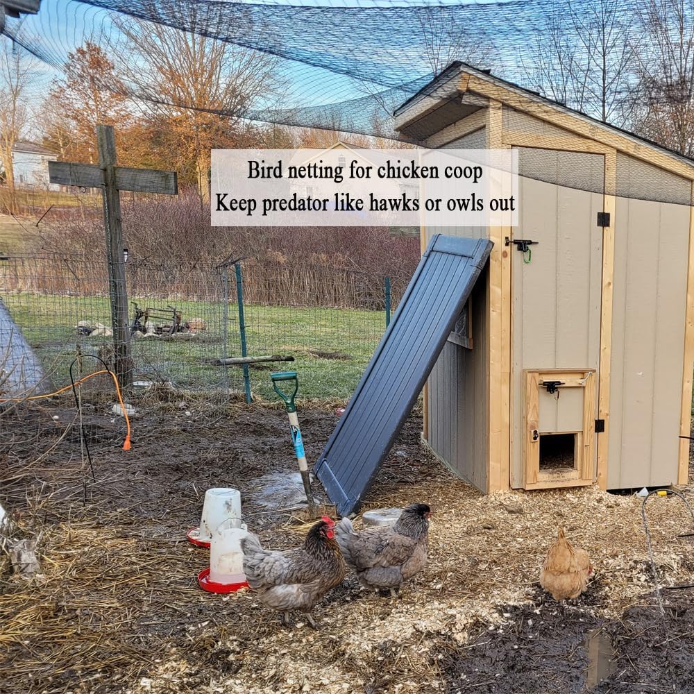 Bird Netting for Chicken Coop 30x30Ft, 1/2" Mesh, Strong Woven Poultry Netting Roof Cover for