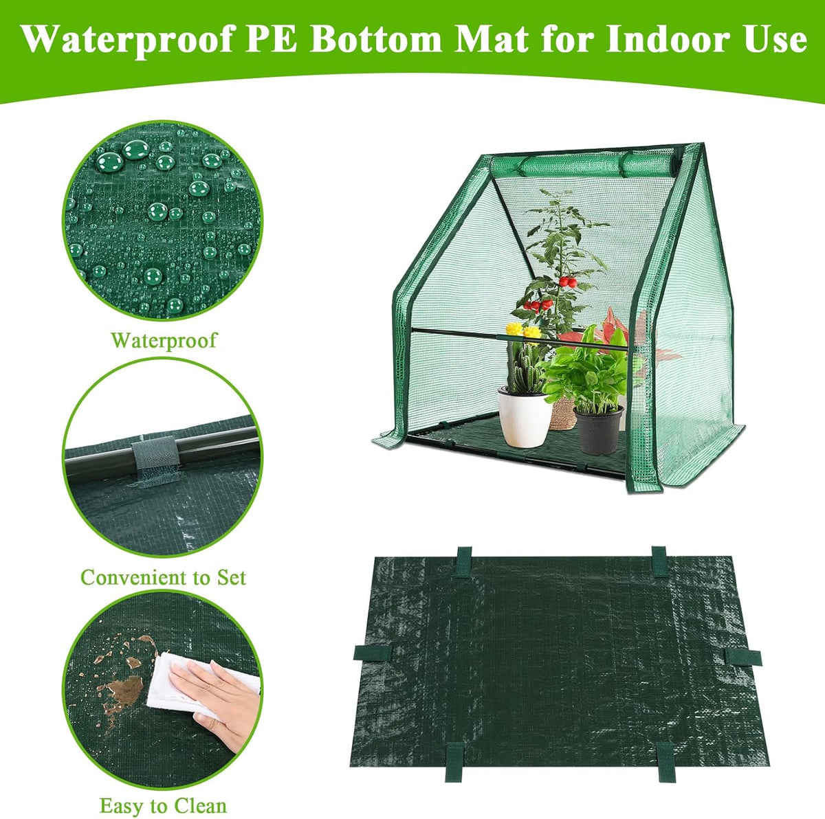 U'Artlines Portable Mini Greenhouse Small Green House with Waterproof Pad 36x36x42 Inch Plant Cover