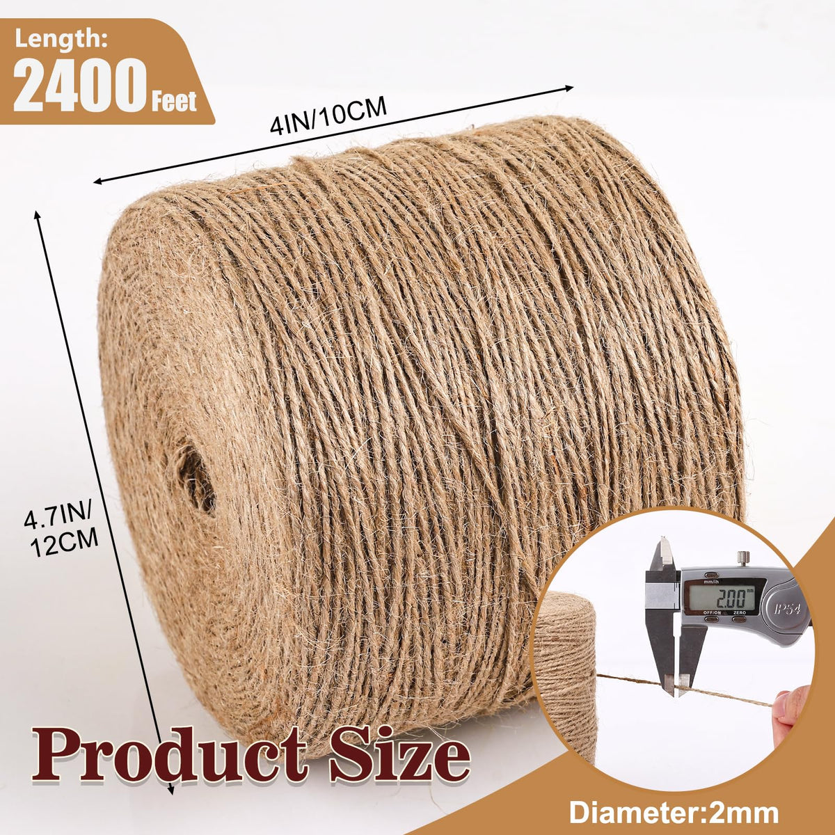 XSEINO 2400 Feet Natural Jute Twine Strong Garden Twine Rope for Arts Crafts Gift Wrapping