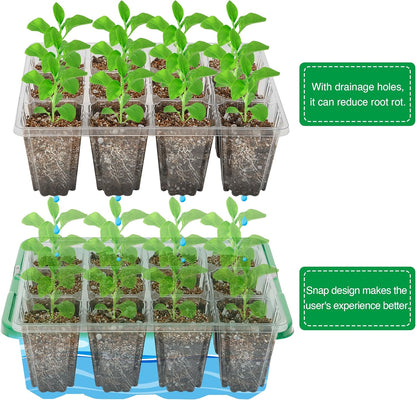 Bonviee 5 Packs Seed Starter Tray with Plant Light, Elevated Seedling Starter Trays Kits with