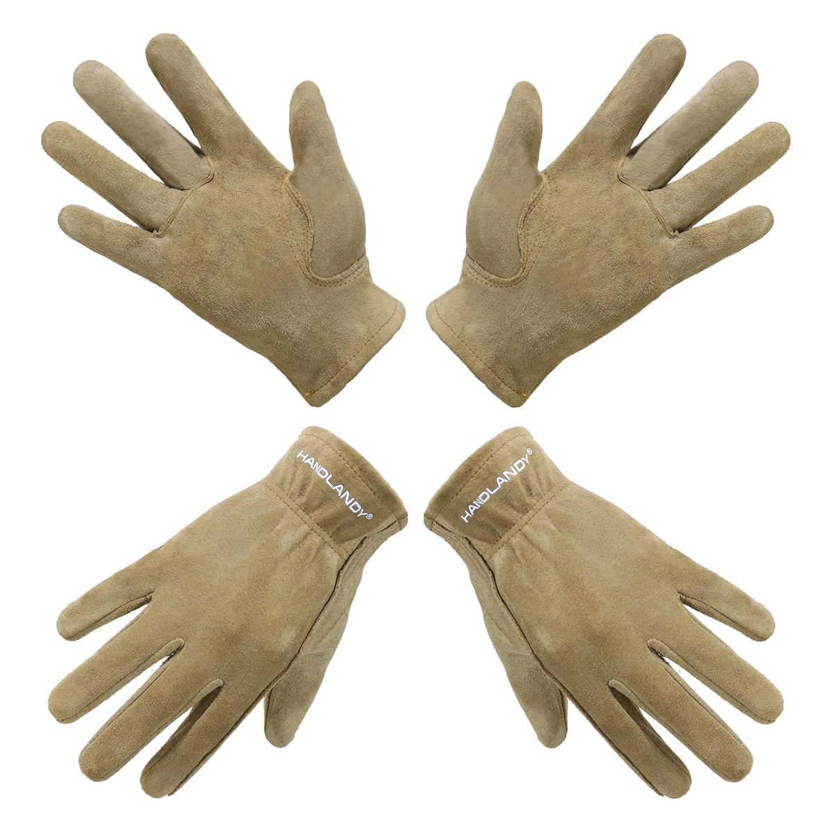 HANDLANDY Kids Genuine Leather Work Gloves for ages 3-11, Children Gardening Gloves for Boys, Girls