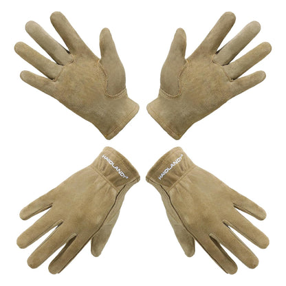 HANDLANDY Kids Genuine Leather Work Gloves for ages 3-11, Children Gardening Gloves for Boys, Girls