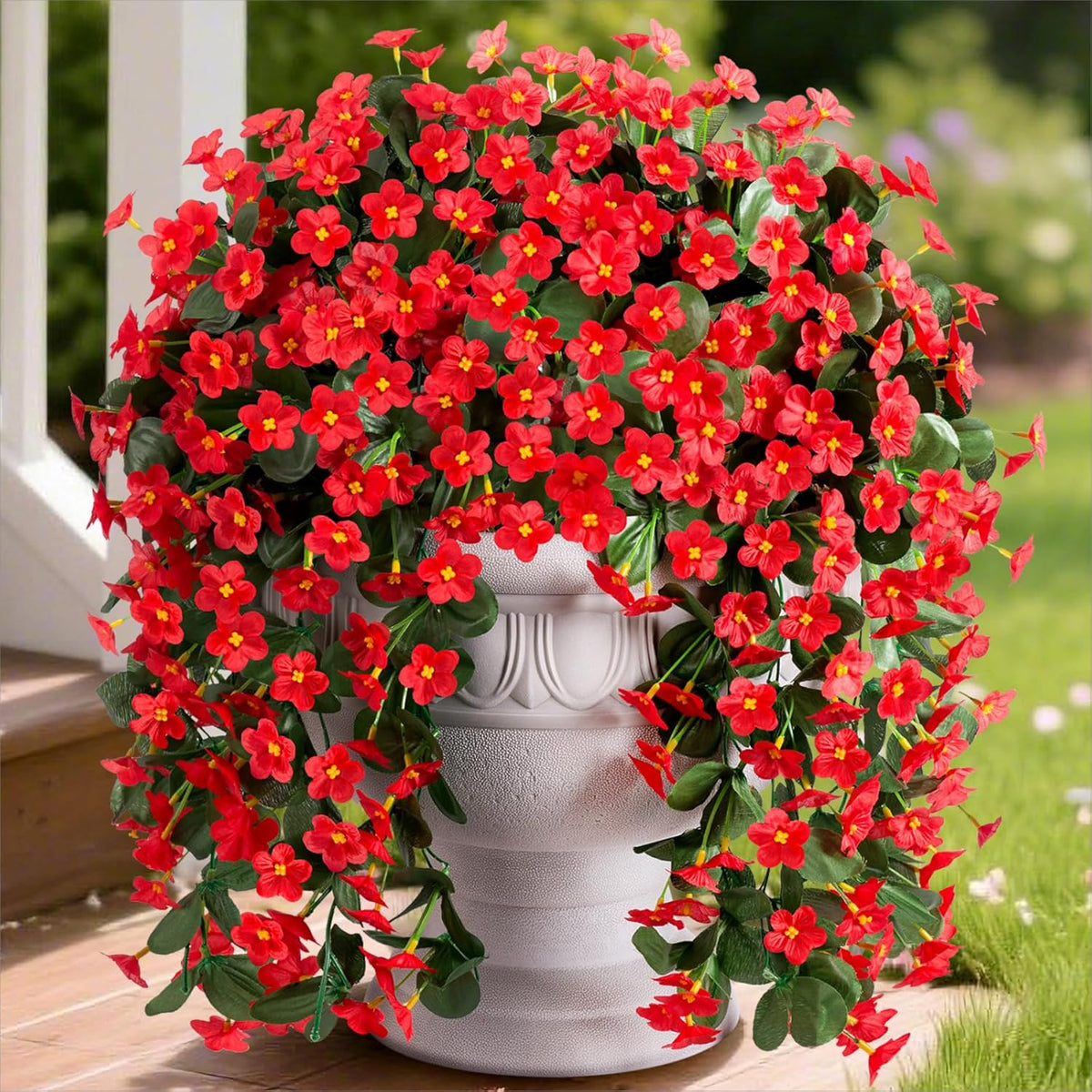 HyeFlora Artificial Fall Fake Hanging Plants Flowers for Outdoor Outside Autumn Decoration, 2 PCS