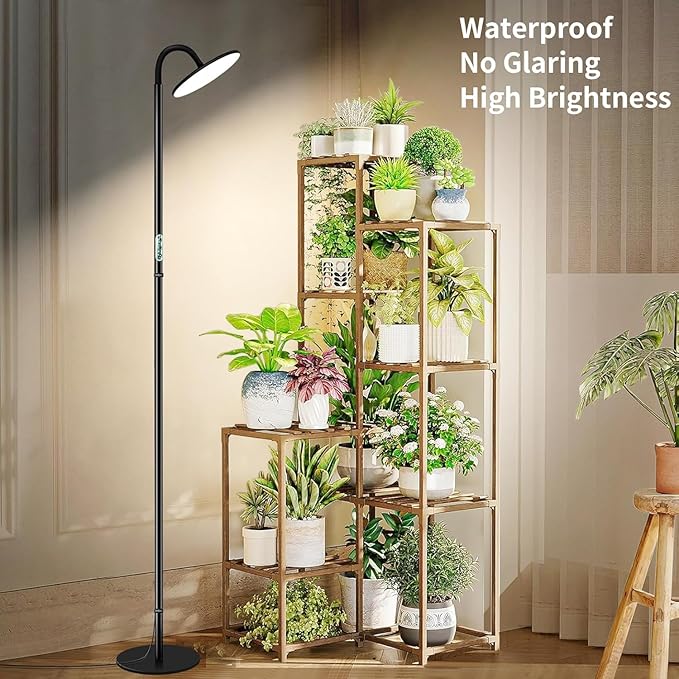 chiphy Grow Lamp, 60W Full Spectrum Grow Lights for Indoor Plants, 4/8/12H Timer, 2300K-6500K, 10