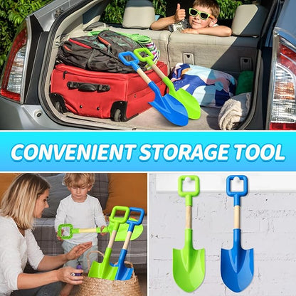 16" Beach Sand Shovels Toy for Kids, Garden Scoop Tool Kits, Sturdy Long Handheld Wooden Plastic