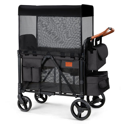 Wagon Stroller for 2 Kids, High Seat & 5 Point Harness, Foldable All-Terrain Wagon for Toddler with
