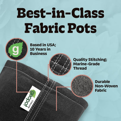 GeoPot 3 Gallon Fabric Grow Bags for Vegetables, Houseplants, Herbs & Flowers | 10-Pack | Fabric