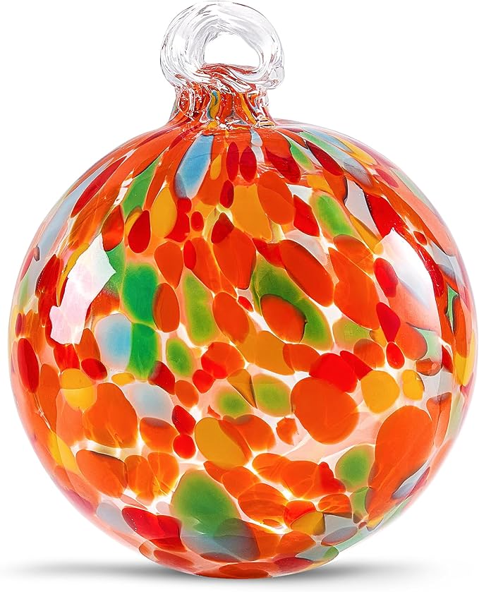 EUSTUMA Hand Blown Glass Witch Ball,Glass Ball Ornament Hanging Garden Gazing Ball Indoor Outdoor