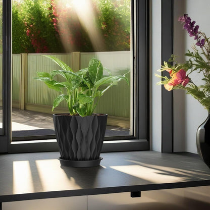 4 Inch Plant Pots, 6 Pack Indoor Flower Pots, Planters with Drainage Holes and Trays for Orchids