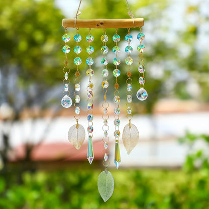 HDCRYSTALGIFTS Hanging Window Suncatcher Rainbow Maker Glass Crystal Mobile Wind Chimes with AB