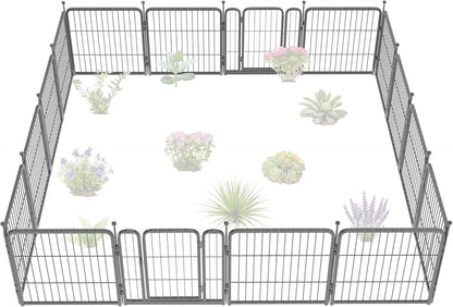 FXW Garden Fence Outdoor for The Yard – 24in(H) x 30.4ft(L) Heavy Duty Metal Animal Barrier for Dog