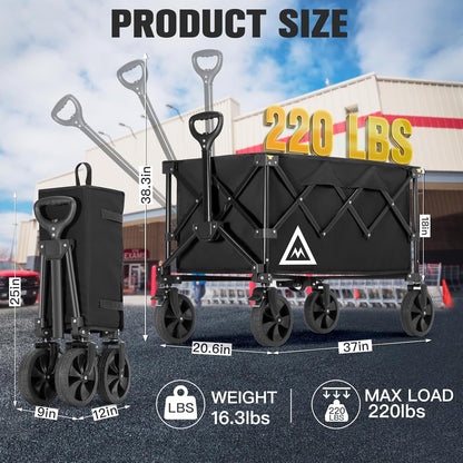 Wagon Cart Shopping Foldable Folding Collapsible with Wheels Big On Beach Garden Outdoor Grocery