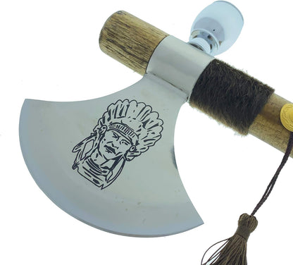 PS 19" Tomahawk Axe Hatchet with Pipe Function. for Camping, Home Decoration, Outdoor Sports Uses
