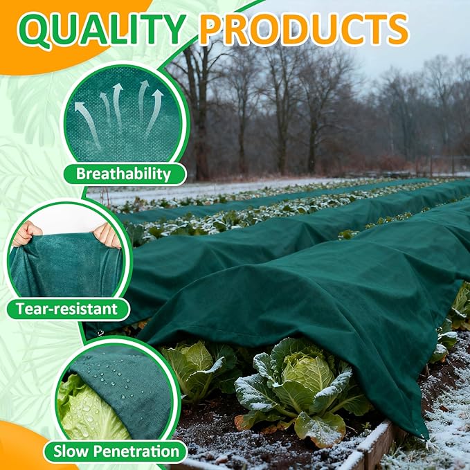 Green Plant Covers Freeze Protection, 10 x 50 ft - 1.5 oz/yd² Frost Cloths for Outdoor Plants, Tree