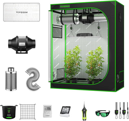 VIVOSUN GIY 4x2 Grow Tent Complete System, 4x2 ft. Grow Tent Kit Complete with 4 Inch Inline Fan