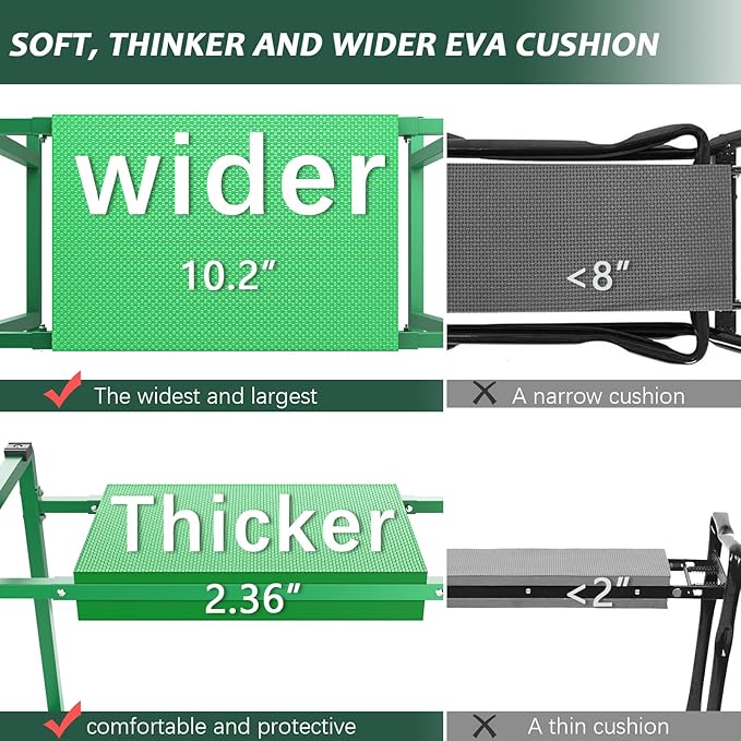 FLINTER Garden Kneeler and Seat, 10.2" Wider Heavy Duty Thick Gardening Bench for Kneeling and Seat