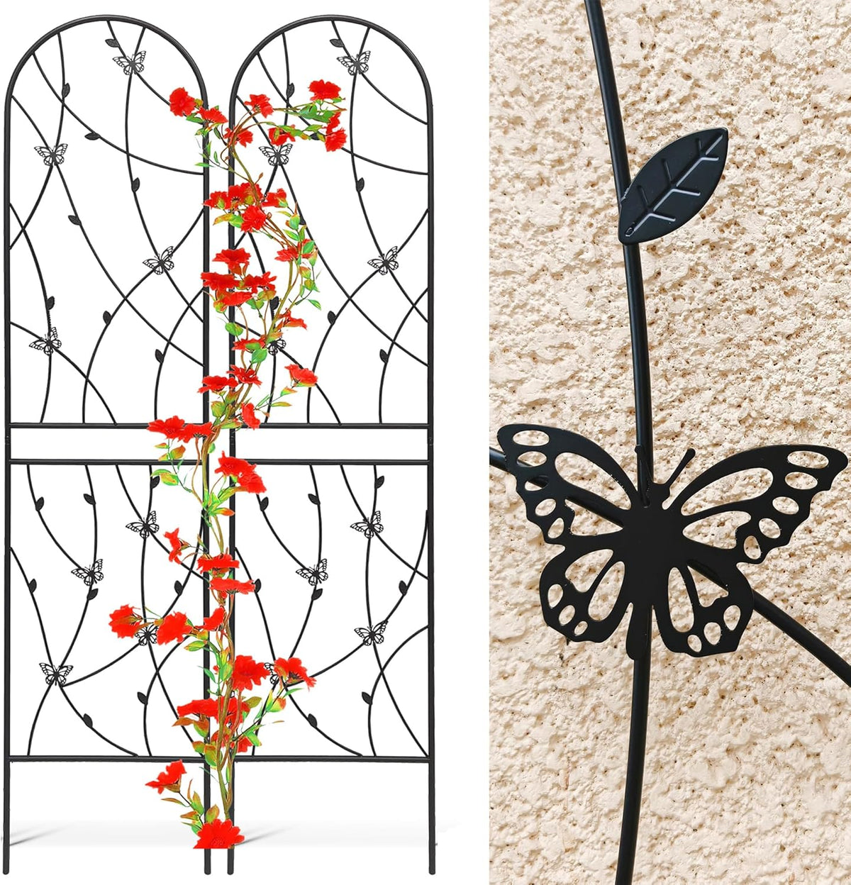 6 Pack Metal Garden Trellis 86.7" Tall Outdoor Climbing Plant Support for Roses, Flowers, Rustproof