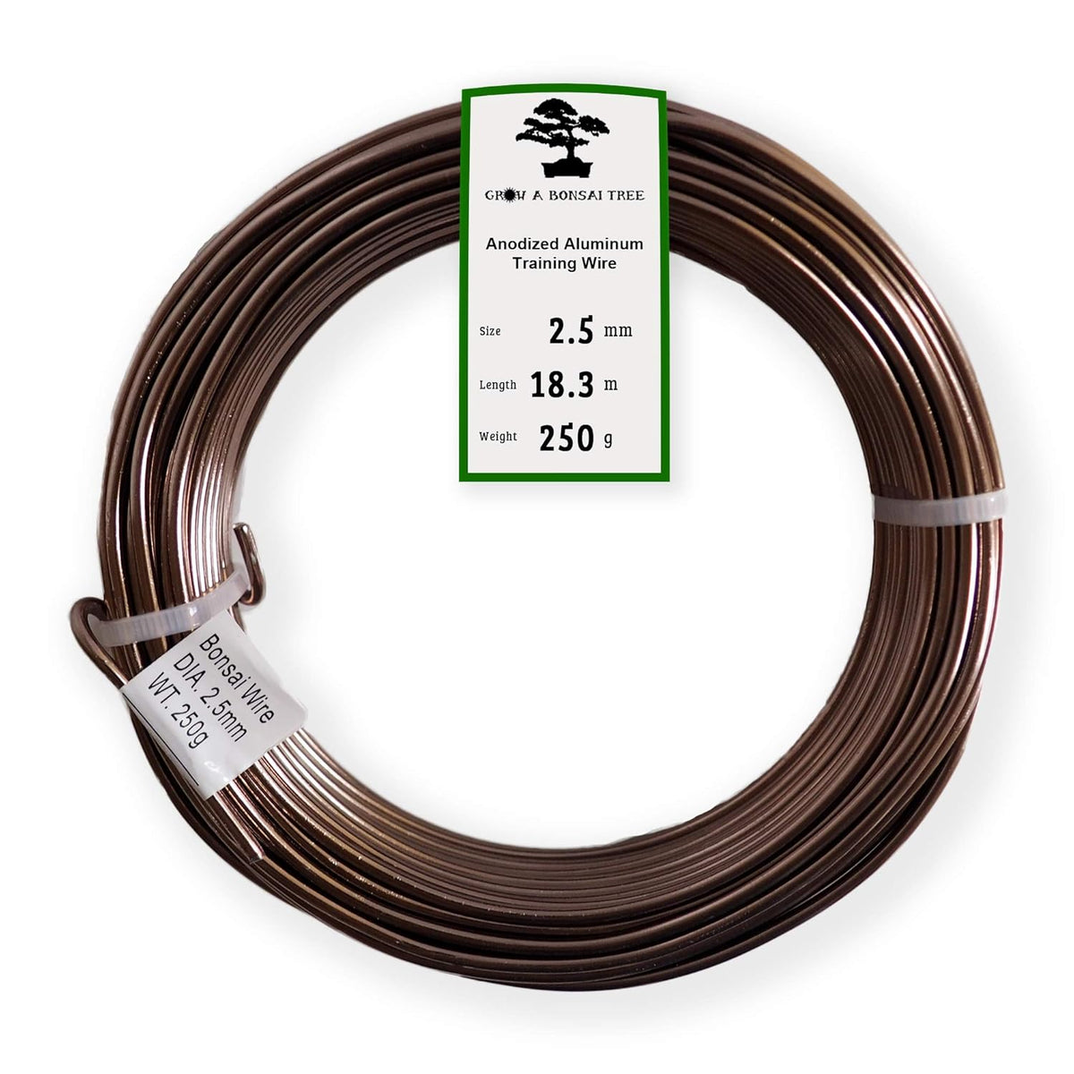 Anodized Aluminum 2.5mm Bonsai Training Wire 250g Large Roll (60 feet) - Choose Your Size and Color