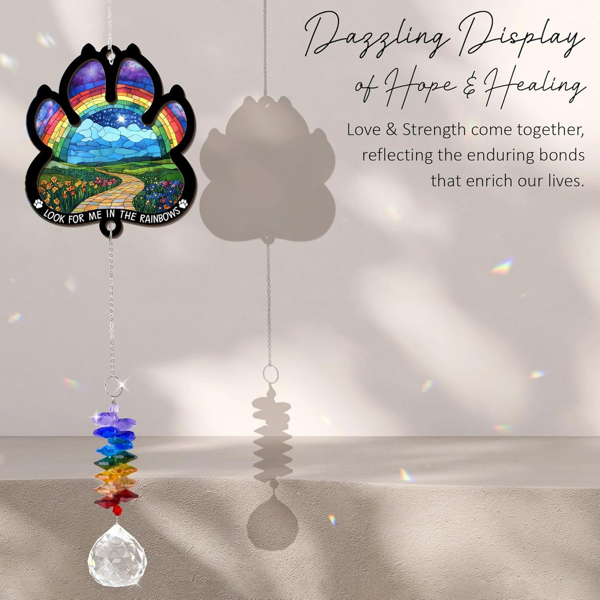 2 Layered Ornament Suncatcher - Christmas Birthday Gifts for Pet Lover - Rainbow Bridge Suncatcher