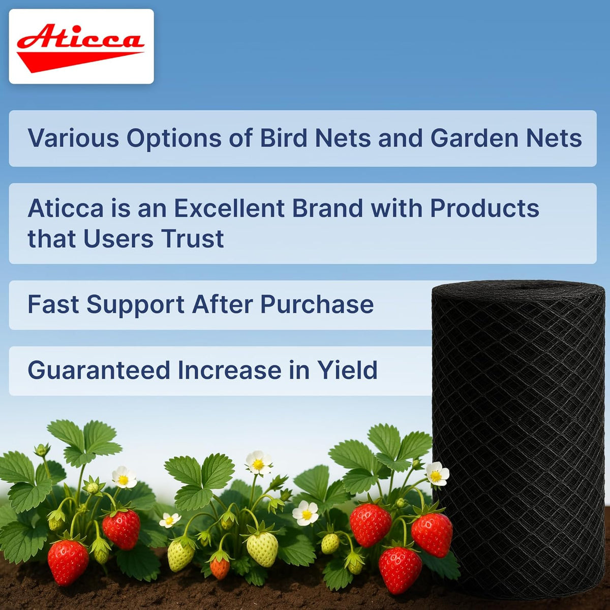 Heavy Duty Bird Netting for Garden Protection & Fruit Trees, 7.5x100 Ft with 10 Stakes – Black