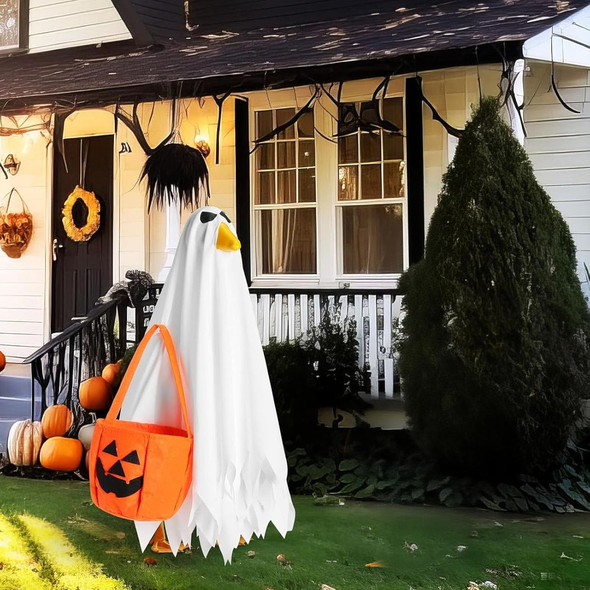 Halloween Porch Goose Outfit for 23'' Plastic Statue Lawn Porch Goose Clothes Halloween Goose