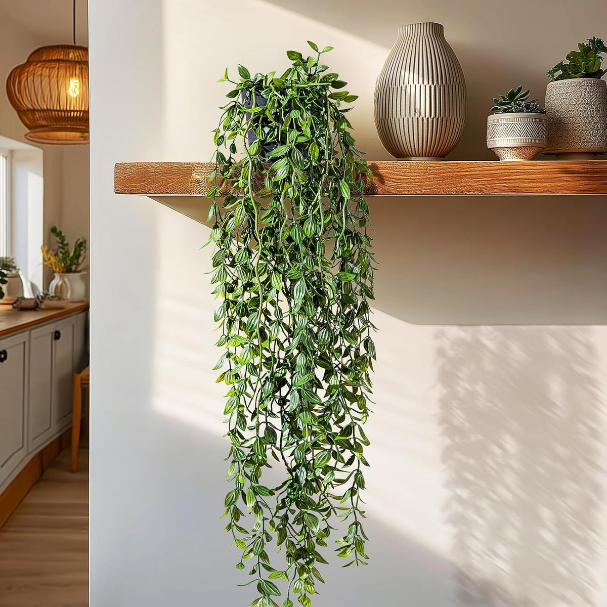 Artificial Hanging Plant 2 Pcs Faux Plant Ivy Vine Faux Eucalyptus Vines Fake Potted Greenery for