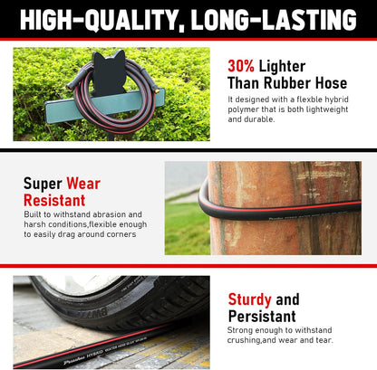 Garden Hose 75ft x 5/8", NON-EXPANDABLE Heavy Duty Premium Flexible Water Hose, No Kink, Leakproof