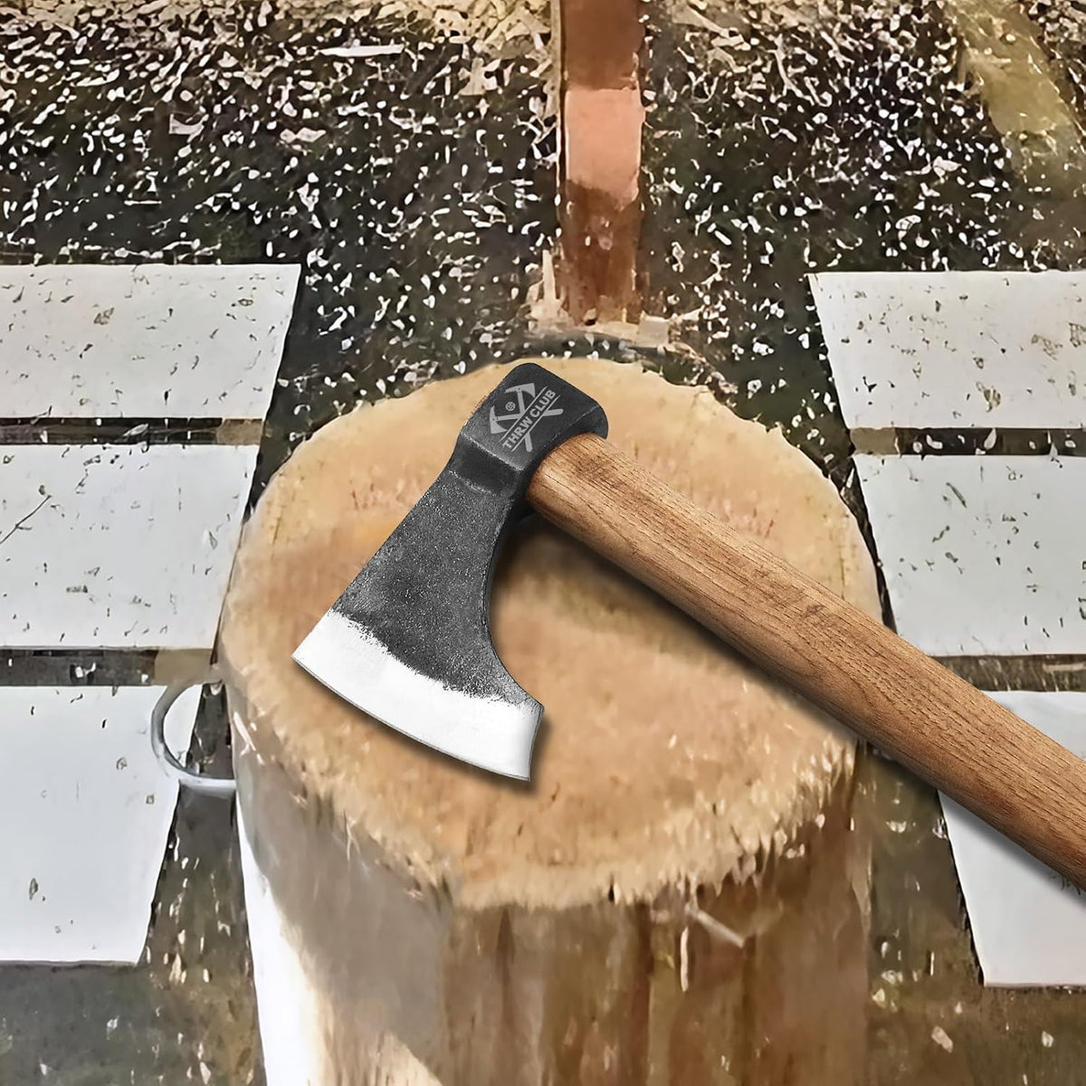 Professional Throwing Axes, 16.1" Throwing Tomahawk Axe with 1065 High Carbon Steel & Wooden