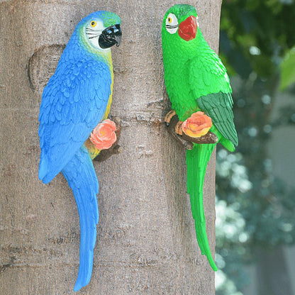 Bird Statue Garden Decorations,Outdoor Resin Bird Figurine Decoration,Bird Statue Real Parrot