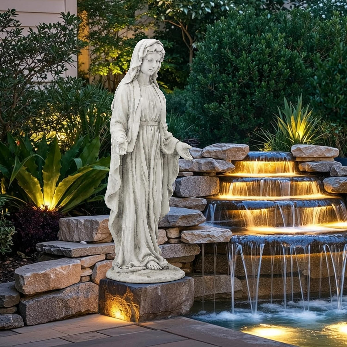 Virgin Mary Statue for Outdoor, Large 30 Inch Garden Sculpture Made of Durable Magnesium Oxide